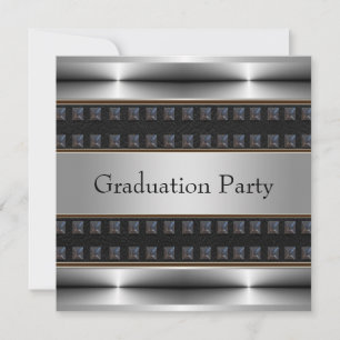 Invitación Fiesta de Graduación de Chicos con Cuero Negro Cro