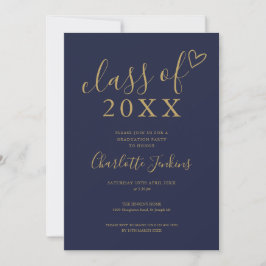 Invitación Fiesta de Graduación de Clase de Oro Azul Marítimo