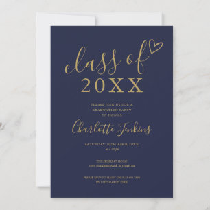 Invitación Fiesta de Graduación de Clase de Oro Azul Marítimo