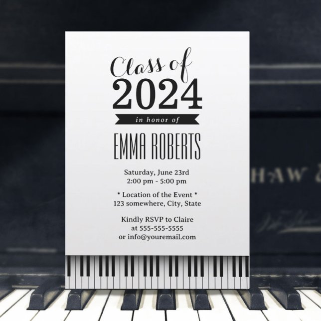Invitación Fiesta de graduación de Claves de Piano Simple de  (Subido por el creador)