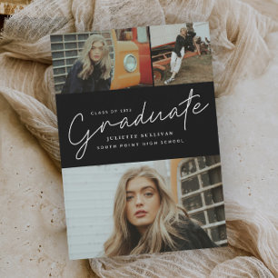 Invitación Fiesta de Graduación de Colaje de Fotos de Escritu