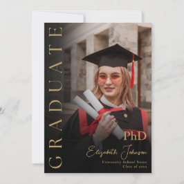 Invitación Fiesta de graduación de doctorado con fotos en neg