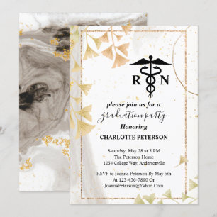 Invitación Fiesta de Graduación de Enfermera con Acuarela Gr