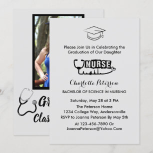 Invitación Fiesta de graduación de enfermera con foto persona