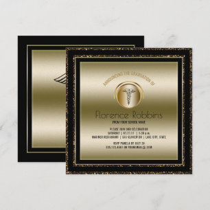 Invitación Fiesta de graduación de enfermera de oro  Ceremoni