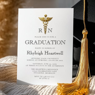 Invitación Fiesta de graduación de enfermera RN Caduceo de or