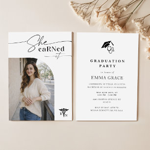 Invitación Fiesta de Graduación de Enfermera RN con Foto de G