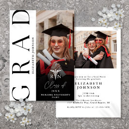 Invitación Fiesta de Graduación de Enfermera RN con Foto Mode