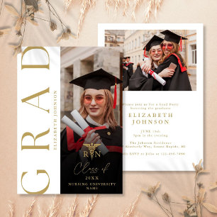 Invitación Fiesta de Graduación de Enfermera RN de Foto Moder