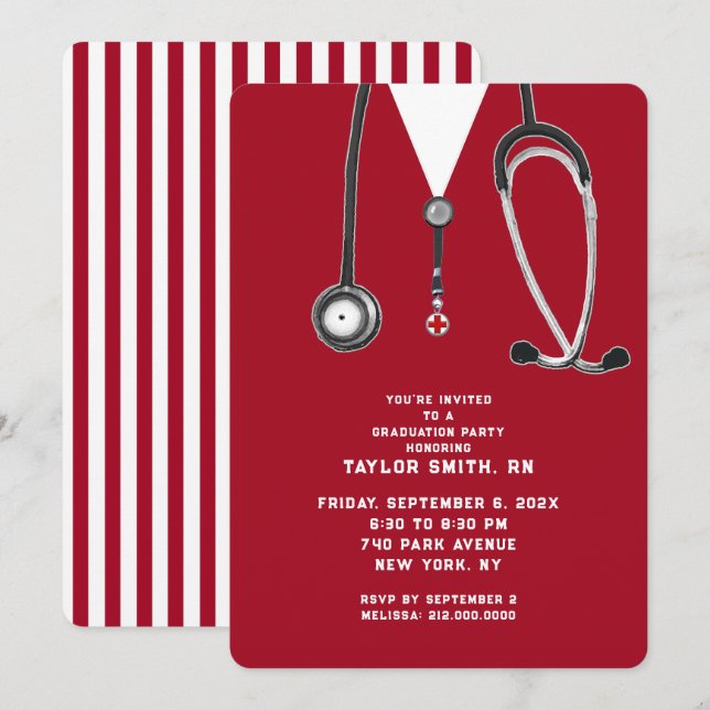 Invitación Fiesta de Graduación de Enfermería (Anverso / Reverso)