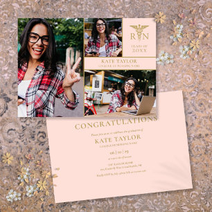Invitación Fiesta de Graduación de Enfermería Rosa Sonrojo RN