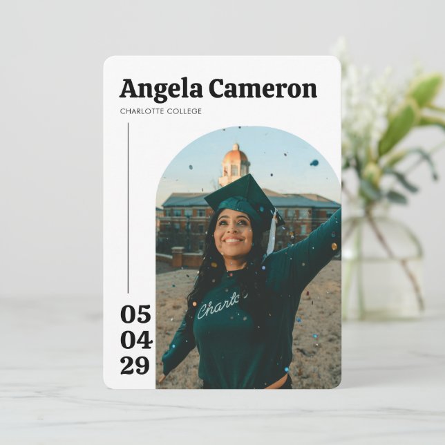 Invitación Fiesta de Graduación de Escuela Moderna (Anverso de pie)