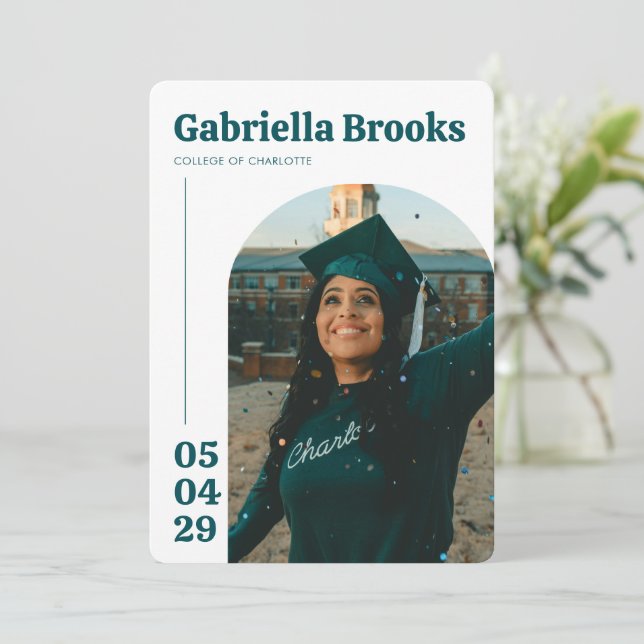 Invitación Fiesta de Graduación de Escuela Moderna (Anverso de pie)