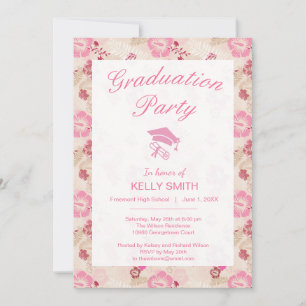 Invitación fiesta de graduación de estampado de flores modern