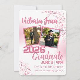 Invitación Fiesta de Graduación de Estrellas Rosas con Imágen