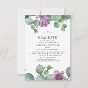 Invitación Fiesta de Graduación de Eucalipto con Acuarela 202