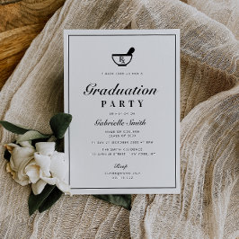 Invitación fiesta de graduación de farmacia de marco simple