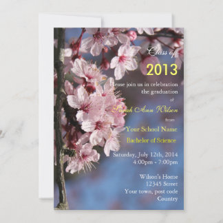 Invitación Fiesta de graduación de flor de cerezo rosa