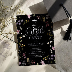 Invitación Fiesta de Graduación de Flor Silvestre Elegante
