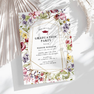 Invitación Fiesta de Graduación de Flor y Oro de Acuarela