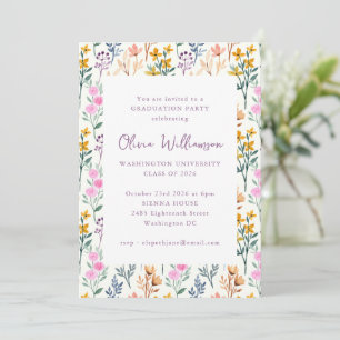 Invitación Fiesta de Graduación de Flores de Acuarela Floral