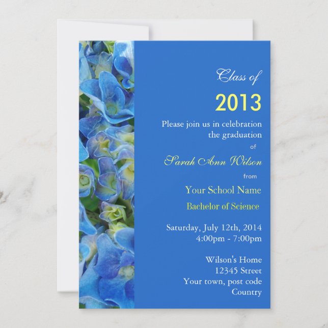 Invitación Fiesta de graduación de flores de jardín de horang (Anverso)
