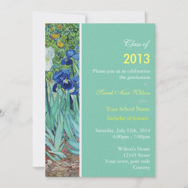 Invitación fiesta de graduación de flores de jardín de irland (Anverso)