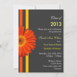 Invitación fiesta de graduación de flores de jardín naranja