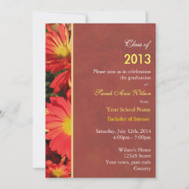 Invitación fiesta de graduación de flores de jardín naranja