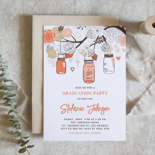 Invitación Fiesta de graduación de Flores de Peach y Mason Ja