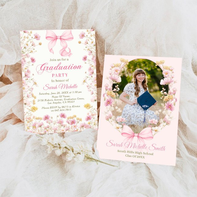 Invitación Fiesta de Graduación de Flores Silvestres Boho Ros (Subido por el creador)