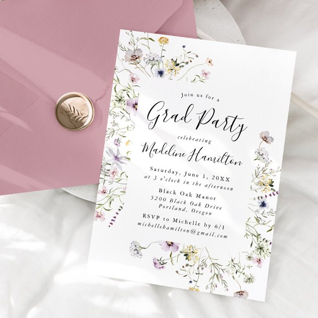 Invitación Fiesta de Graduación de Flores Silvestres Sutiles (Subido por el creador)