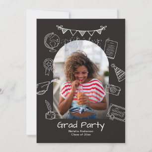Invitación Fiesta de Graduación de Foto de Arco Negro Chic Di