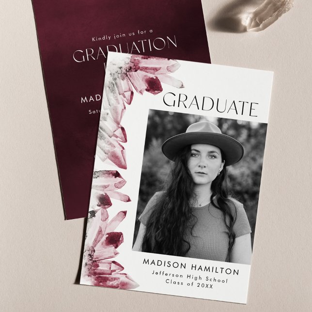 Invitación Fiesta de Graduación de Foto de Crystal Watercolor (Subido por el creador)