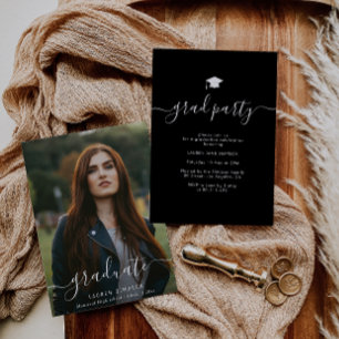 Invitación Fiesta de graduación de foto de guión de escritura