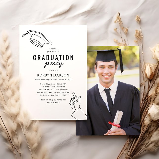 Invitación Fiesta de graduación de foto de hombre simple (Subido por el creador)