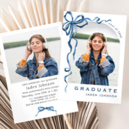Invitación Fiesta de graduación de FOTO de la cinta azul de v