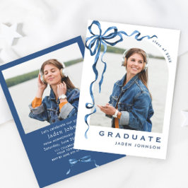Invitación Fiesta de graduación de FOTO de la cinta azul de v