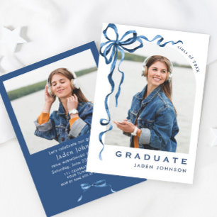 Invitación Fiesta de graduación de FOTO de la cinta azul de v
