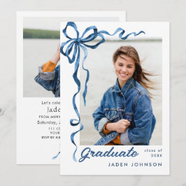 Invitación Fiesta de graduación de FOTO de la cinta azul de v