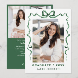 Invitación Fiesta de graduación de FOTO de la cinta verde de 