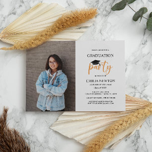 Invitación Fiesta de graduación de foto de mostaza blanca 202