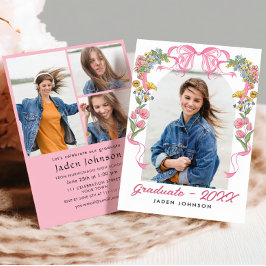 Invitación Fiesta de graduación de FOTO del baile rosado Coqu