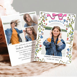 Invitación Fiesta de graduación de FOTO del baile rosado Coqu