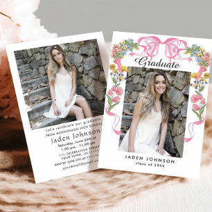 Invitación Fiesta de graduación de FOTO del baile rosado Coqu