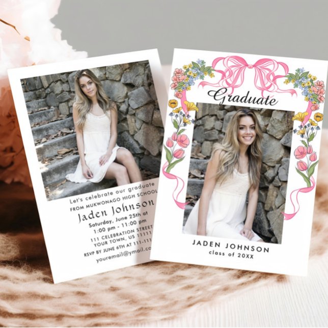 Invitación Fiesta de graduación de FOTO del baile rosado Coqu (Subido por el creador)