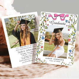 Invitación Fiesta de graduación de FOTO del baile rosado Coqu