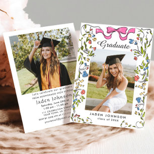 Invitación Fiesta de graduación de FOTO del baile rosado Coqu