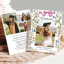 Invitación Fiesta de graduación de FOTO del baile rosado Coqu