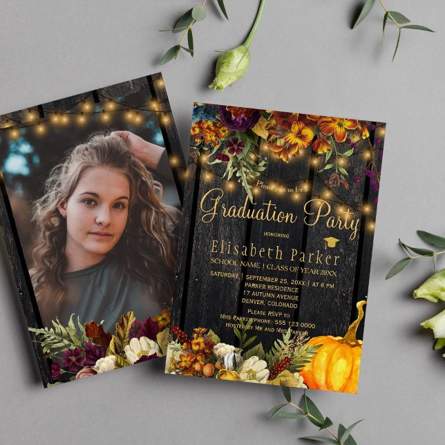 Invitación Fiesta de graduación de FOTO en madera de grano ma (Subido por el creador)